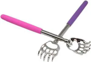 (2- Pack Extendable Telescopic Scratcher Handle, Bear Claws Metal Back Scratchers/Hand Massager/backslap with Rubber Handles(Purple and Pink (2- Pack Extendable Telescopic Scratcher Handle, Bear Claws Metal Back Scratchers/Hand Massager/backslap with Rubber Handles(Purple and Pink