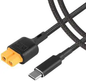 Type C to XT60 Charging Cable 19.6inch USB C to XT60 Female Adapter Cable for Drone, Model, Energy Storage Power, Outdoor Power, Solar Battery,etc 20V/5A Protocol PD2.0 PD3.0 QC2.0(0.5M/F)