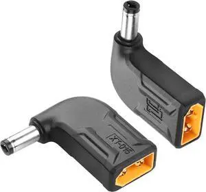 2 Pack XT60 to DC5521 Adapter 90 Degree XT60 Male to DC 5.5mm X 2.1mm Male Wireless for TS100 Soldering Iron, FPV Monitor Power,Drone (XT-015)