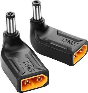 2 Pack XT60 to DC5521 Adapter 90 Degree XT60 Male to DC 5.5mm X 2.1mm Male Wireless for TS100 Soldering Iron, FPV Monitor Power,Drone (XT-021)