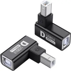 USB 2.0 Type B Printer Adapter 90 Degree Type-B Male to Female Converter MIDI Extender USB 2.0 Printer Connector for Printer, Scanner,Mixer, 2Pcs (Black) (D) USB 2.0 Type B Printer Adapter 90 Degree Type-B Male to Female Converter MIDI Extender USB 2.0 Printer Connector for Printer, Scanner,Mixer, 2Pcs (Black) (D)