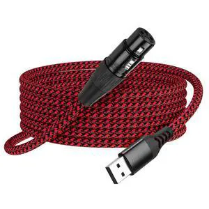 XLR to USB Microphone Cable 3-Pin XLR Female to USB-A Adapter 2m/6.5FT Braided Audio Cable for PC,Recording Device Connection