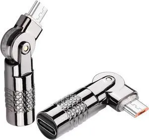 2 Pack USB C to Micro USB Adapter USB Type C Female to Micro 5Pin Male Connector 180 Degree Rotation Converter Connector Support Charge Data for Phone
