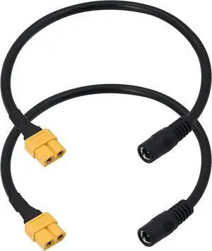 XT60 Charging Cable XT-60 Female Bullet Connector to Female DC 5.5mm X 2.5mm Power Cable for FPV Monitor Power (F/F DC5525)