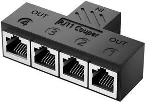 RJ11 Coupler RJ11 Female to 4 Female 6P6C Telephone Inline Coupler Telephone Extension Adapter for Landline Fax Machine (1 to 4)