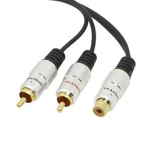 RCA Y-Adapter Audio Cable,Premium Aluminium Alloy Single RCA Female to 2 Dual Male RCA Digital Coaxial Splitter Gold Plated Adapter Audio Cable 10Ft (RCA/F-2Male)