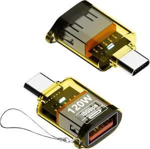 USB to USB C Adapter PD 120W Type-C Male to USB-A Female Adapter 10Gbps Data Transfer & Fast Charging Compatible with Laptop, Phone, Tablet & PC, 2 Pack (C Male to A Female)