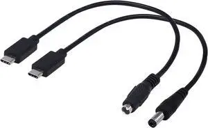 USB 3.1Type-C Male to DC5.5 X 2.5mm Male Female Power Plug Extension Charge Cable for Tablet (USB-C to DC M F 1Pair)