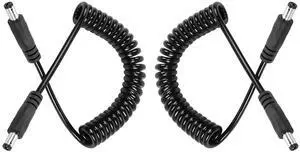 DC 5.5MM x 2.1MM Male to Male Plug Power Adapter Cable DC Power Coiled Extension Cable for LED Strip,CCTV,Car,Security Camera,Etc(2 Pack)