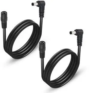 2 Pack DC5525 Power Extension Cable, DC 5.5mm x 2.5mm Right Angle Male to Female Power Adapter Cable,3FT 18AWG Heavy Duty Cord for Strip Lihgt,CCTV,Car,Monitors,etc. 1M