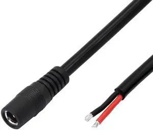 DC Power Pigtails Cable,3FT DC 5.5MM x 2.1MM Female Plug to Bare Wire Open End Power Wire Supply Repair Cable,16 AWG Barrel Connector Pigtail for CCTV Security Camera,DVR,LED Strip Light Etc-2 Pcs(F)