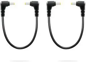 2 PCS DC 5.5MM x 2 PCS DC 5.5MM x 2.5MM 90 Degree Male to Male Plu 2.5MM 90 Degree Male to Male Plug Cable, 18AWG Right Angle DC5525 Power Cable Extension Cord for Strip Lihgt,CCTV,Monitors,etc(0.3m)