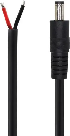 2 Pack DC Power Pigtails Cable, DC 5.5mm x 2.5mm Male Plug Jack to Bare Wire Open End Power Supply Replacement Repair Cord, for Security Camera,LED Strip Light,DVR 3FT (black-1m)