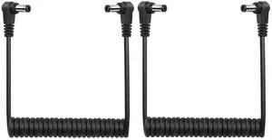 DC 5.5MM x 2.1MM 90 Degree Male to Male Plug Cable DC5521 Right Angle Coiled Power Adapter Extension Cord for CCTV Surveillance Security Camera LED Strip etc(2 Pack)