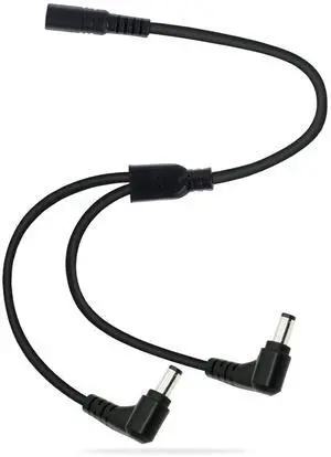 DC Splitter Cable 1 Female to 2 Right Angle Male, 12V DC 5.5mm x 2.1mm Y Splitter Adppter Female to 90 Degree Male Extension Cable 0.7m (1 to 2 Right Angle Way)