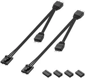 2 Pcs RGB Fan Splitter Cable 4-Pin Commander Female to Three 5V 3-Pin RGB Male Conversion Cable 1 to 3 ARGB Splitter Cable for Commander CoreXT,Commander Core etc(14.96 Inch) (1 to 2)