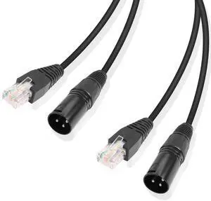 3 Pin XLR to RJ45 Adapter - DMX XLR Male to RJ45 Male Connector Extension Cable (30CM/11.8in) for Amplifiers, Mixers, KTV Equipment, Lighting and Sound