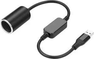 USB A Male to 12V 18W Cigarette Lighter Booster Cable Socket Adapter Power Cable for Dash Cam, GPS, Car Led Light Strips, and Other Automotive Electronics(0.98FT/0.3M) (1)