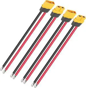 2 Pairs XT60H Plug Male Female Connector Pigtails Cable 1Ft 12AWG 4 Pcs XT60H-M XT60H-F Extension Cable for RC Lipo Battery FPV Drone 30CM