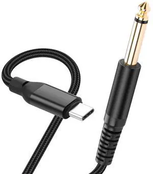 USB C to 6.35mm 1/4 inch TRS Audio Aux Jack Cable 3.3FT USB Type C to Male Adapter Cable Compatible with Mobile Phone AMP, Speaker, Mixer (Two Levels)