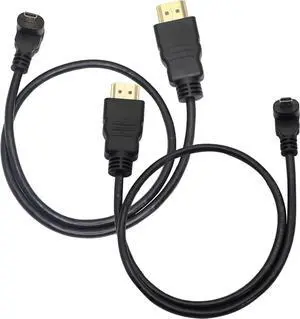 Micro HDMI Male to HDMI Male 50CM 90 Degree Angle Adapter (2Pack - Up & Down Angle) - Supports 3D, 4K, 1080P, Ethernet, Audio Return