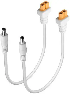 2 PCS White XT60 to DC5521 Power Cord XT-60 Female to DC 5.5mm x 2.1mm Male 2x1.5mm ² Power Cable for FPV Goggles,B6 Balanced Charger,etc(11.81 Inch) (Short)
