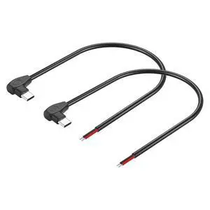 2 Pcs 20AWG USB-C Male Plug Pigtail Cable 5V/3A (0.3m/11.81in)