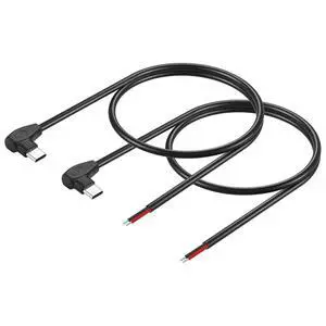 2 Pcs 20AWG USB-C Male Plug Pigtail Cable 5V/3A (1m/39.37in)