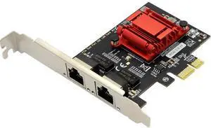 Dual Port Gigabit Ethernet Converged PCI-E x1 Card,2X RJ45 Gigabit Network Interface Controller Adapter,with 82575EB Chipset for Desktops,Work Stations,Servers, with Low Profile Bracket.