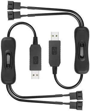 2 PCS USB to Large 3/4 Pin 1 to 2 Switch Fan Cable 5V USB-A Male to 5V Dual Large 3/4 Pin Female Chassis Fan Cable for Chassis Fans,CPU Fans etc(15.31 Inch) (Boost 4PIN)