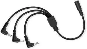 DC Power 1 Female to 3 Male Splitter Cable, 0.7m, Supports 12-24V, 10A, 100W, Compatible with Security Camera, Router, LED Light, Small Fan, Car