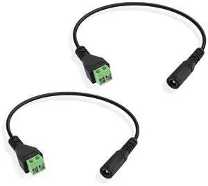 DC Power Adapter Cable DC5.5 x 2.5mm Female to Terminal Jack Adapter Connector Cable for CCTV Security Camera, Power Supply,LED Strip,Router 2pcs