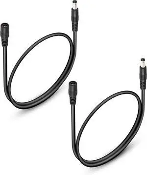 2 Pack DC5525 Power Extension Cable DC 5.5mm x 2.5mm Male to Female Power Adapter Cable 22AWG Cord for Strip Lihgt,CCTV,Car,Monitors,etc. 50CM