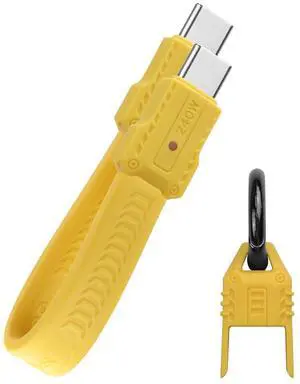 USB4 Keychain Lanyard Data Cable Yellow Type-C Male to Male Ultra Short Data Cable PD240W Type-C Fully Functional Power Bank Ultra Short Fast Charging Cable(5.31 Inch)