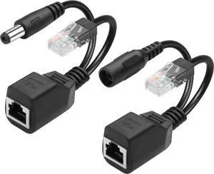 1 Pair of POE Splitter Adapter DC3-57V 100Mbps DC5.5x2.1mm Male and Female Plug Set POE Power Over Ethernet Spliter for Security Cameras,CCTV Monitoring,IP Cameras,etc(6.3 Inch)