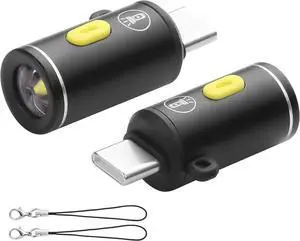 USB Interface Glare Flashlight - Portable Lighting Solution with Two Types of Lanyards for Cell Phone Charging Port (Type-C)