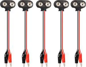 9V Battery Snap to Alligator Clips Cable,5 Pack Dual Alligator Clips to 9V Battery Snap Connector Cables(15cm) 9V Battery Snap to Alligator Clips Cable,5 Pack Dual Alligator Clips to 9V Battery Snap Connector Cables(15cm)