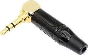 TRS Male Plug 3 Pole Right Angle 3.5mm Solder Type DIY Audio Cable Connector YOUCHENG for Repair Headphones Headset Black(2-Pack)