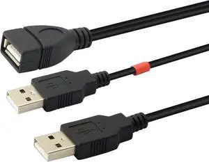 3.2 Feet USB Splitter Cable, 2.0A Female to Dual A Male Y Hub Adapter Cable YOUCHENG for Computers and Mobile Phones Etc. Only One Port for Data Transmission