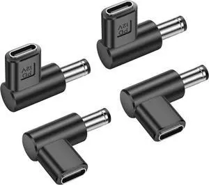 12V USB C to DC 5.5 x 2.1mm Converter,90 Degree DC 5.5 x 2.1mm Male to USB C Female PD Emulator Trigger Adapter,for Camera, Router,LED Light(4-Pack)
