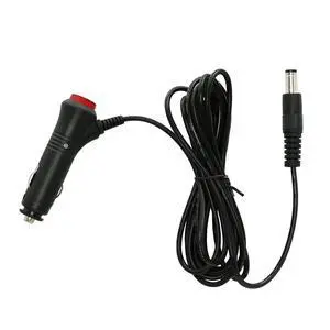 12V DC Car Charger Auto Power Supply 22AWG with Switch Button Cable DC 5.5mm x 2.1mm to Car Cigarette Lighter Male Plug Cable with Indicator Light(3M)