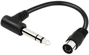 1/4 Inch to DIN 5 Pin Cable 90 Degree 6.35mm Male to MIDI 5Pin Male TRS Stereo Audio Cable for Speaker, Amplifier, Mixe, MIDI Keyboard etc (20 cm)
