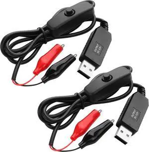 12V USB to Clip Cord with Power Control Button,USB Male to Alligator Clips Voltage Step Up Converter Cable (2 Pack) 12V USB to Clip Cord with Power Control Button,USB Male to Alligator Clips Voltage Step Up Converter Cable (2 Pack)