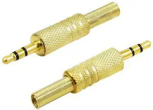 Replacement TRS Male Plug 3 Pole 3.5mm w/Spring Coax Cable Audio Solder Type DIY Adapter for Repair Headphones Headset(2-Pack)