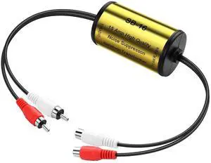 Car Stereo Noise Suppressor, 15A RCA Stereo 2 Channel Ground Loop Noise Suppressor for Car Audio Home Stereo