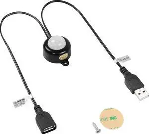 Mini PIR Motion Sensor Switch,with USB Interface Cable 2A PIR Infrared Motion Human Body Sensor Detector Switch Light Sensor Adjustable,for LED Strip