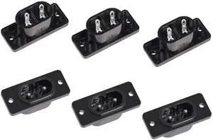 IEC320 C8 2-Pin Male Plug Power Socket Connector AC 250V 2.5A Screw Mount Adapter (6-Pack)