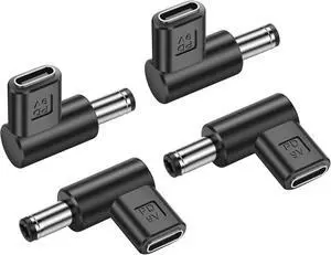 90 Degree DC 5.5 x 2.5mm to USB C Adapter,9V DC 5525 Male to USB Type C PD Emulator Trigger for LED LightRouterMobile Power Supply (4-Pack)