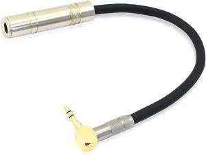 Right Angle 3.5mm (1/8 inch) Male to 6.35mm (1/4 inch) Female Stereo Audio Adapter Connector Gold Plated for Audio Cable Extension and Conversion.