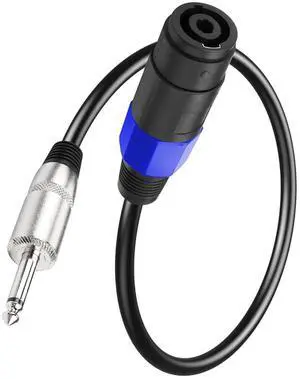 Speakon to 1/4 Mono Speaker Cable,22AWG 6.35mm (1/4") TS Male Plug to Speakon Female Speaker Audio Cord for Amplifier Speaker(0.5M) Speakon to 1/4 Mono Speaker Cable,22AWG 6.35mm (1/4") TS Male Plug to Speakon Female Speaker Audio Cord for Amplifier Speaker(0.5M)